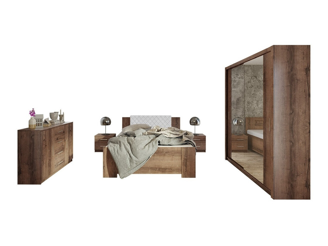Bedroom set Catromi 121 (Monastery oak + Soft Pik 017)