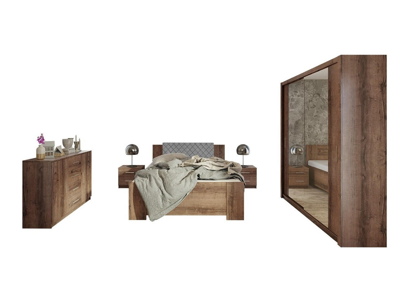 Bedroom set Catromi 121 (Monastery oak + Soft Pik 029)
