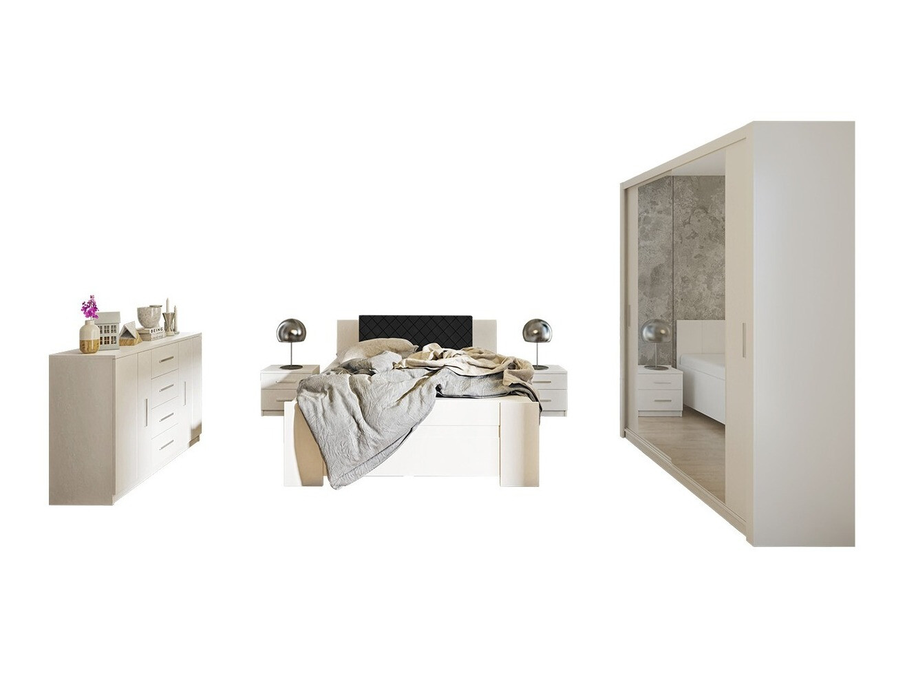 Bedroom set Catromi 121 (White + Soft Pik 011)