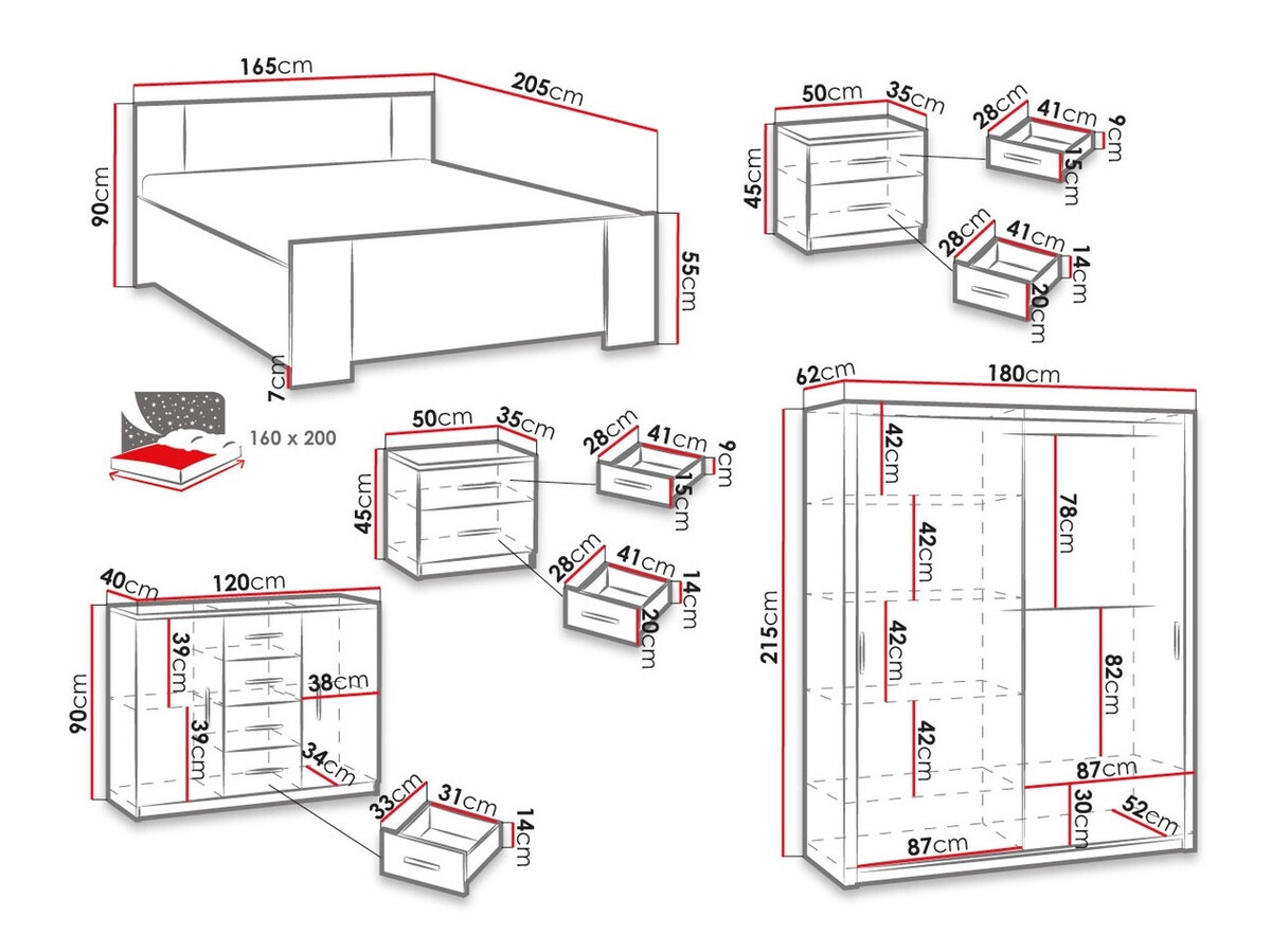 Bedroom set Catromi 121 (White + Soft Pik 017)