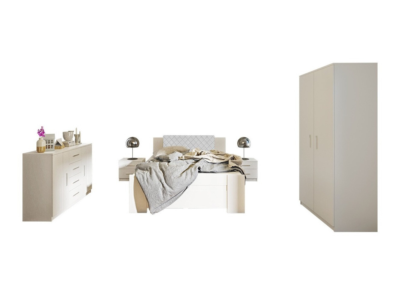 Bedroom set Catromi 122 (White + Soft Pik 017)