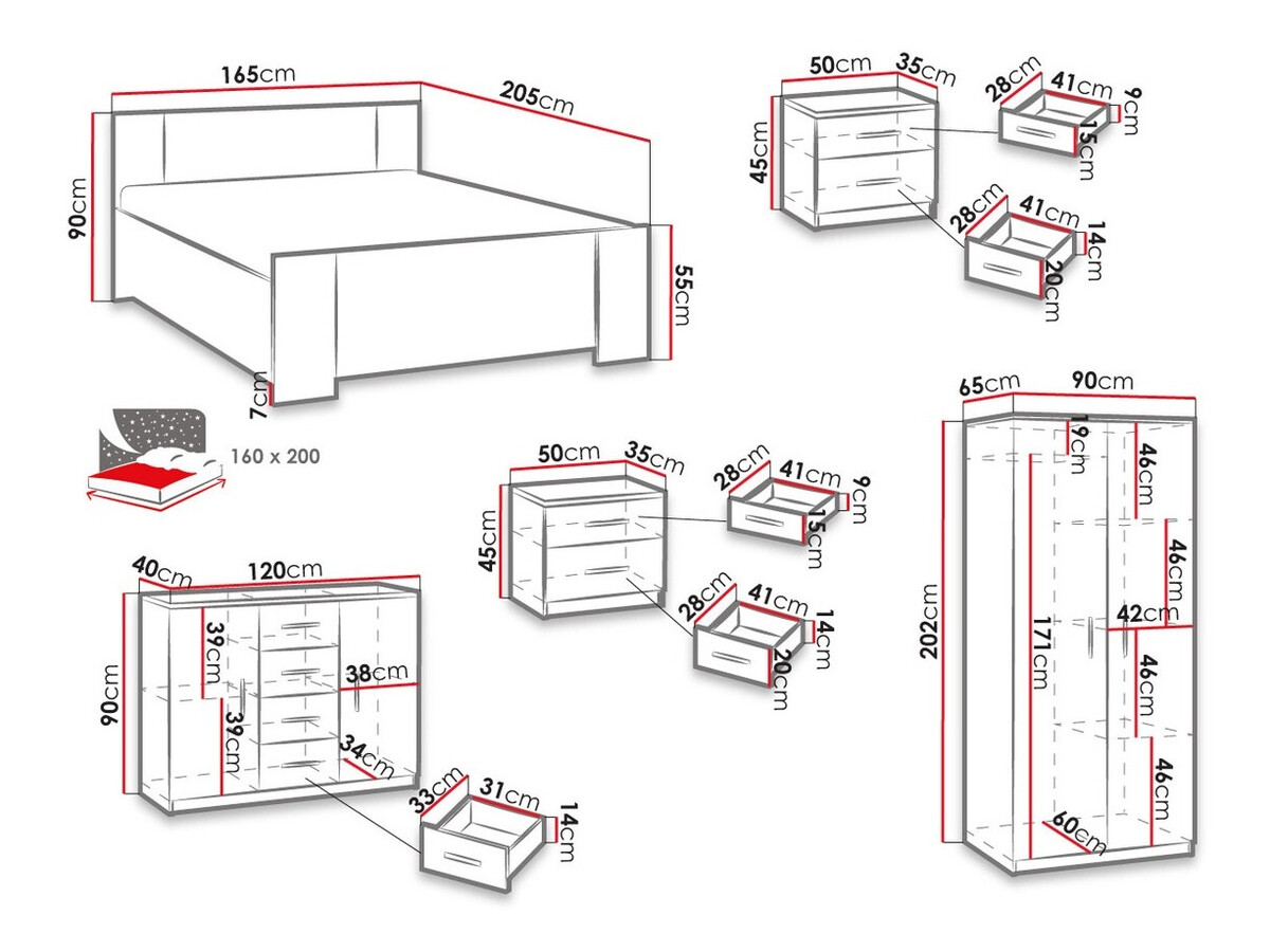Bedroom set Catromi 122 (Artisan oak + Soft Pik 017)
