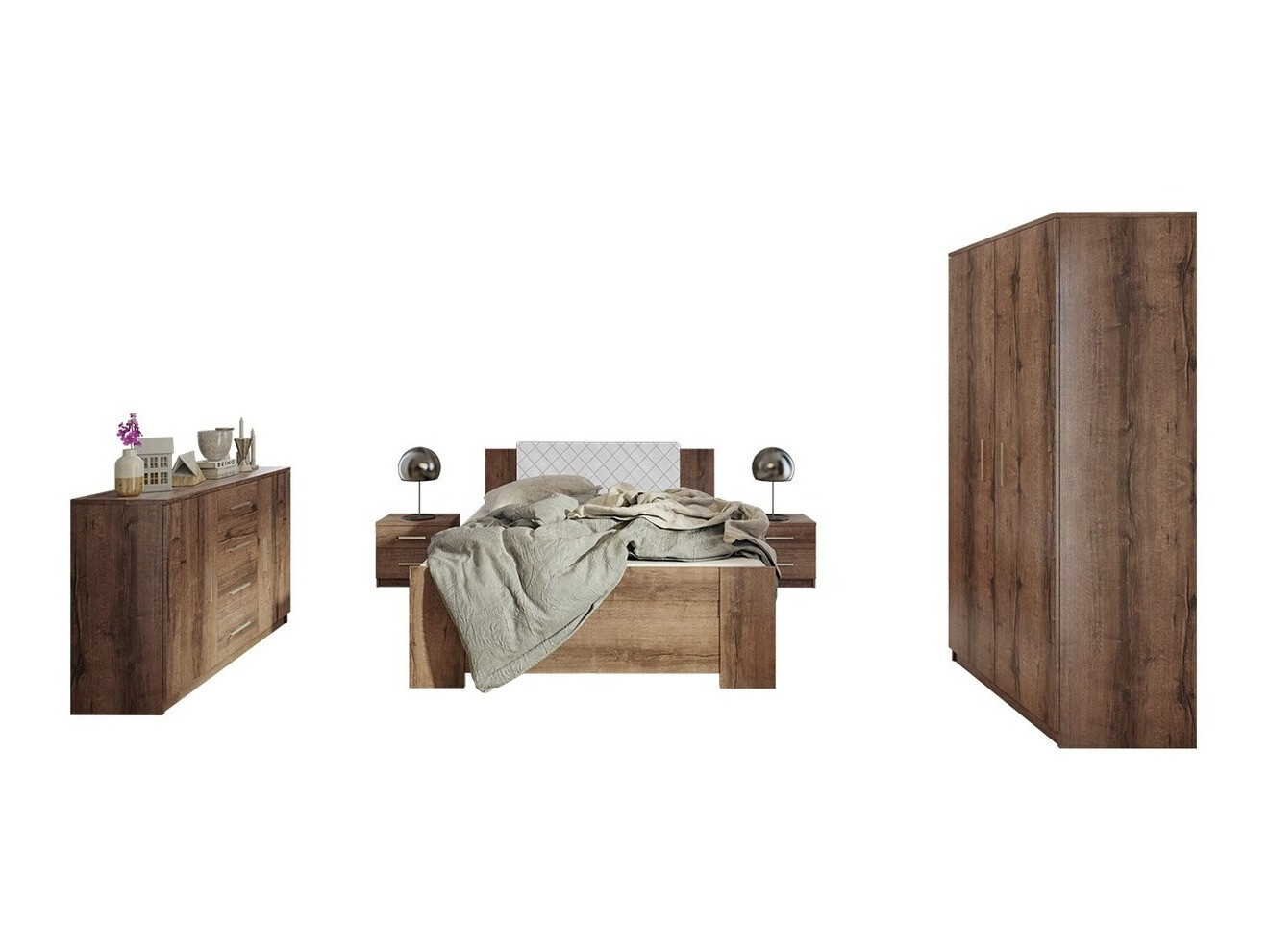 Bedroom set Catromi 122 (Monastery oak + Soft Pik 017)