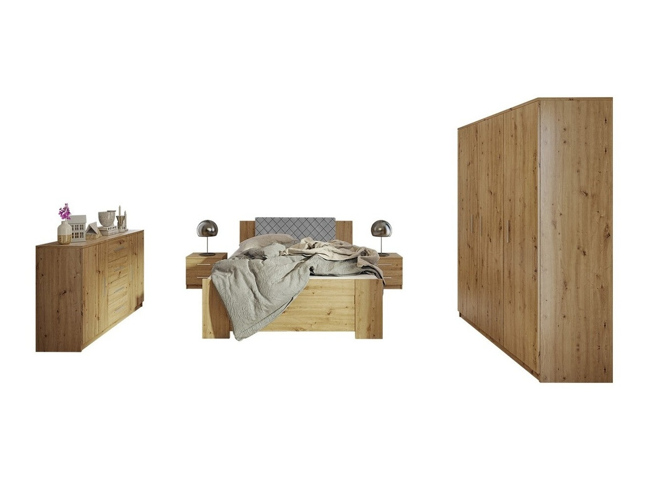 Bedroom set Catromi 123 (Artisan oak + Soft Pik 029)