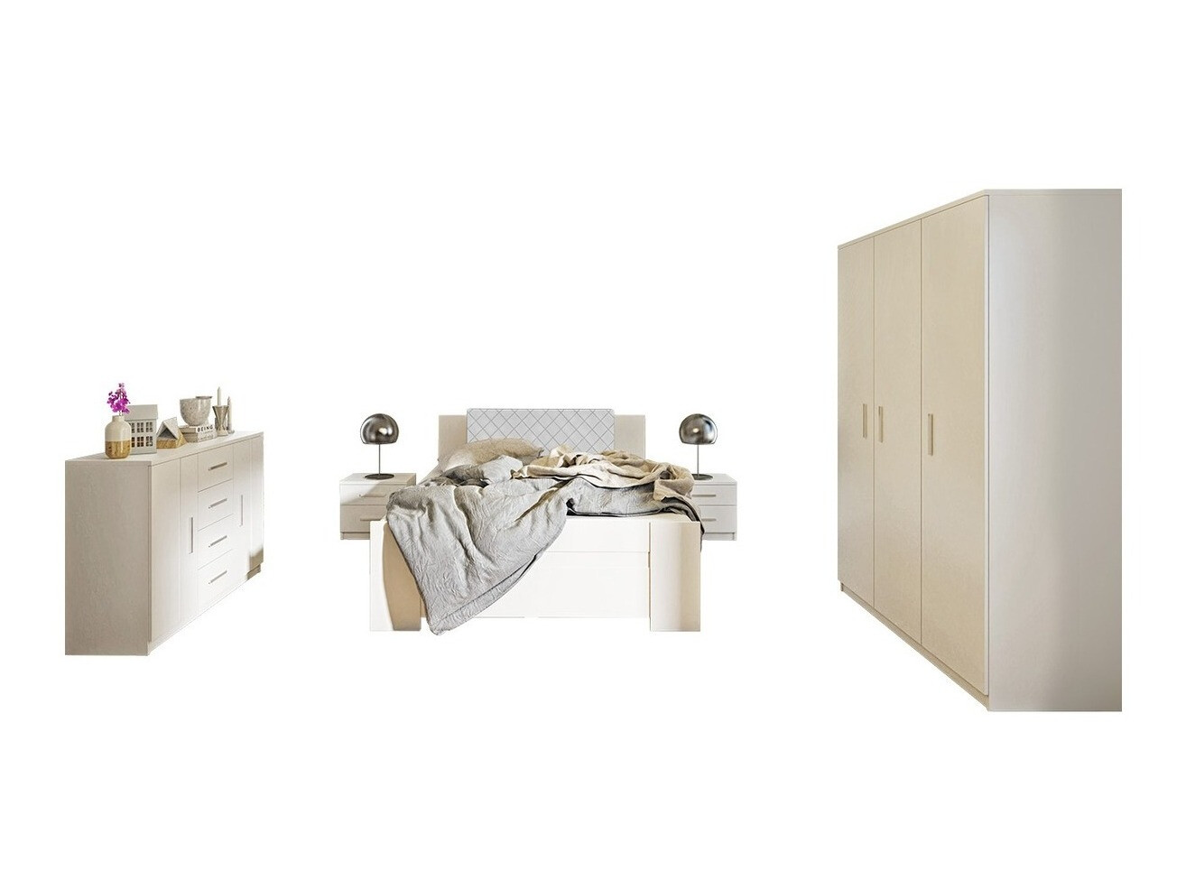 Bedroom set Catromi 123 (White + Soft Pik 017)