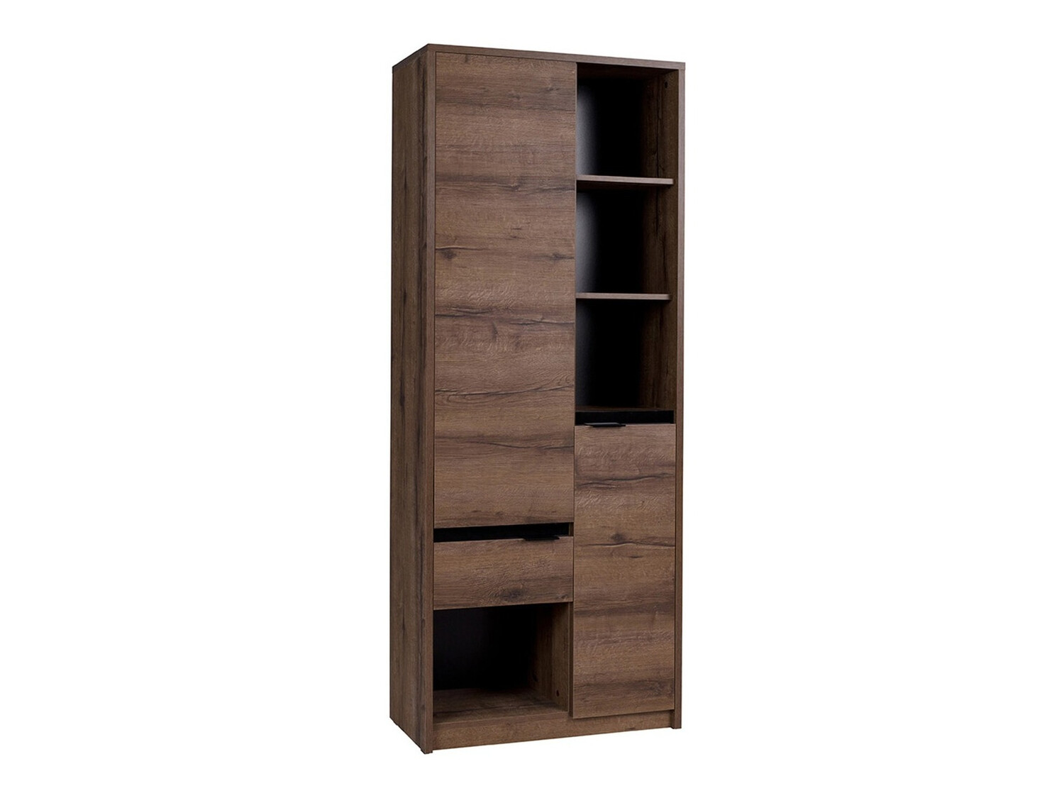 Bookcase Fivelbo 107 (Monastery oak + Glossy black)