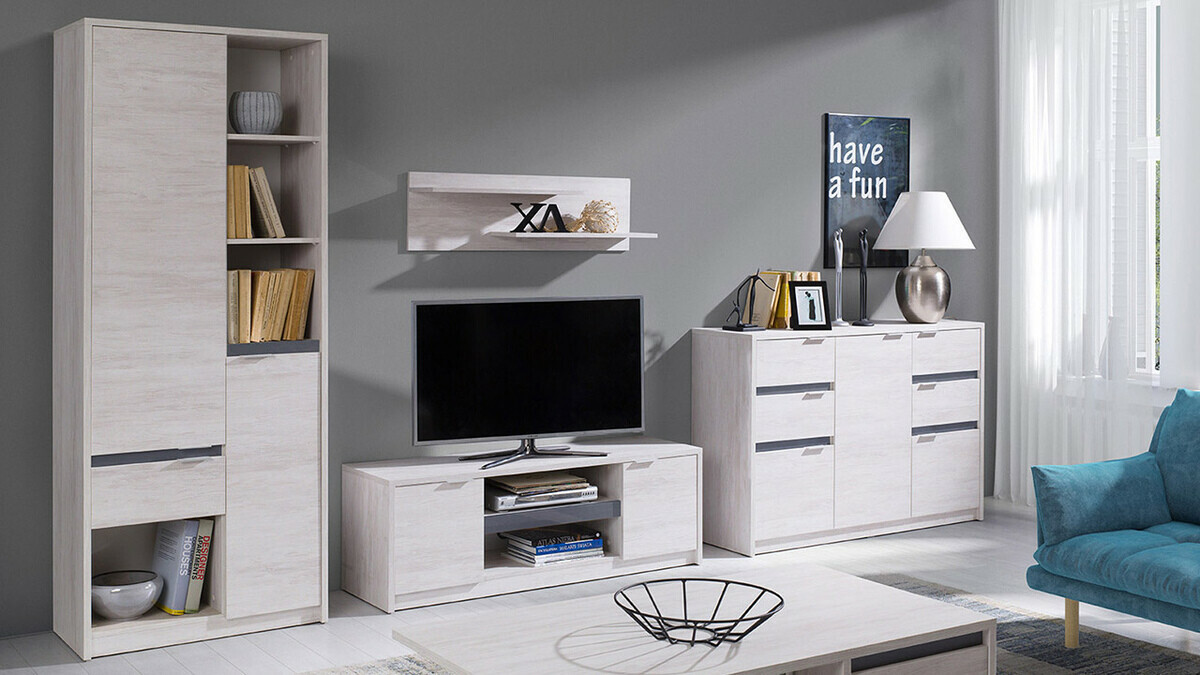 Bookcase Fivelbo 107 (Monastery oak + Glossy black)