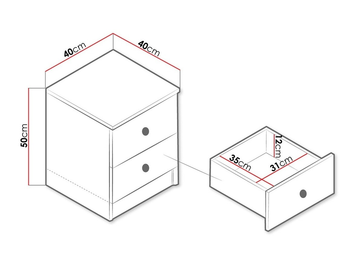 Bedside table Almira 108 (Artisan oak + Grey)