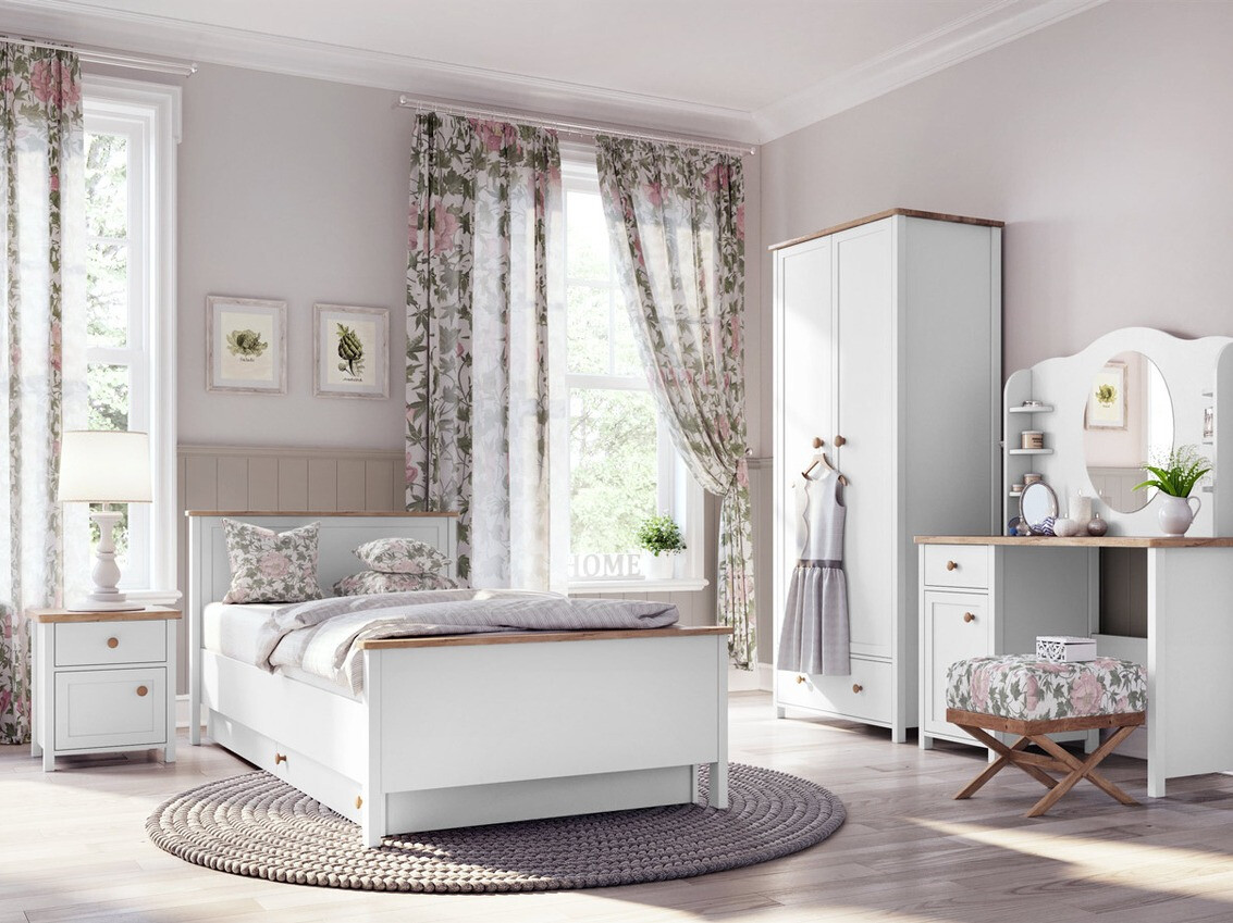 Bedside table Romelbo 138 (White + Oak)