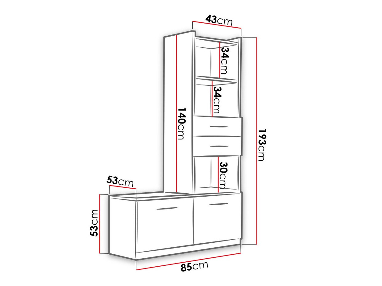Bookcase Campus (White + Glossy white)