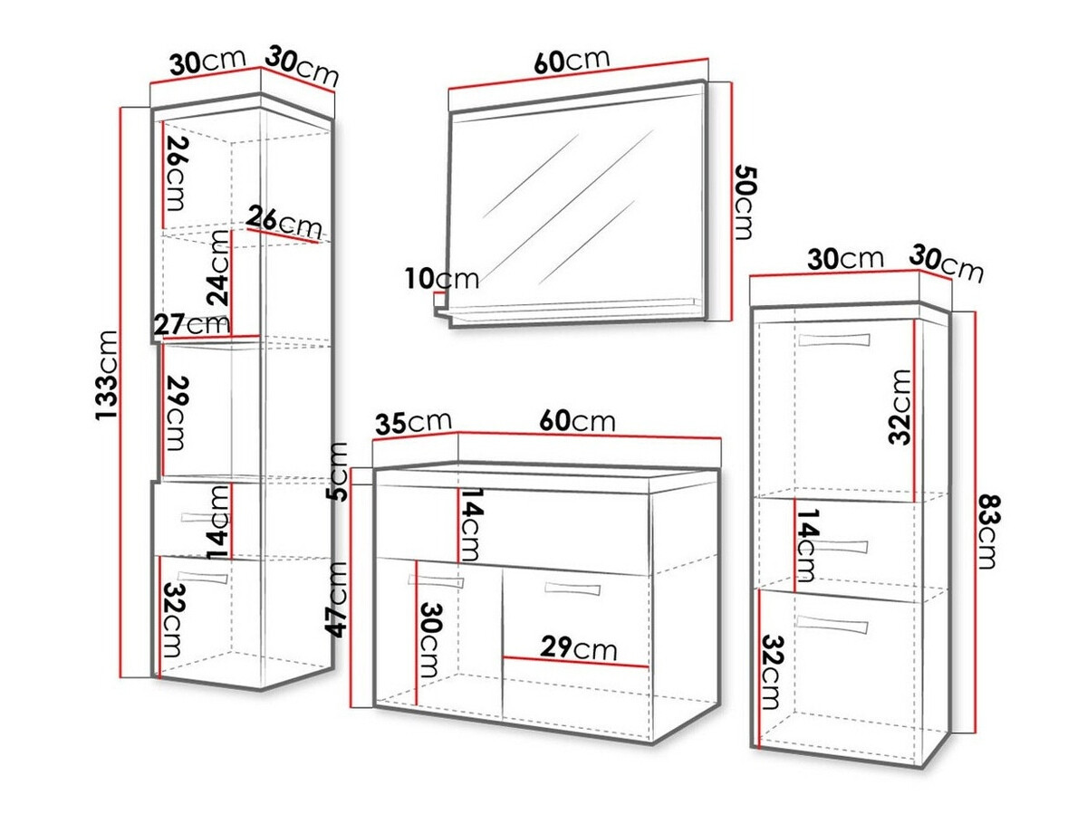 Bathroom set Sarasota 109 (Wotan Oak + Glossy white)