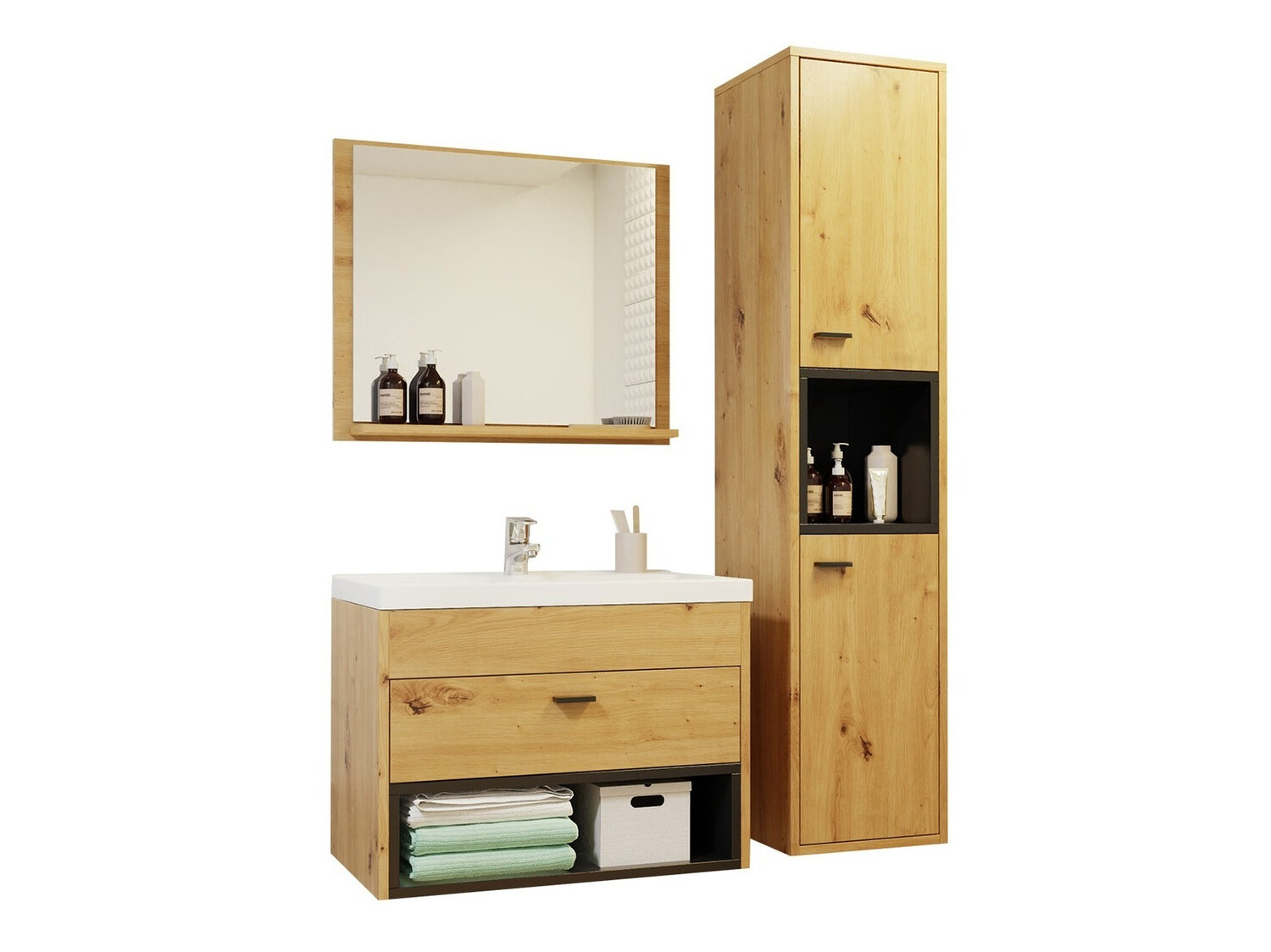 Bathroom set Velum I (Artisan oak + Black)