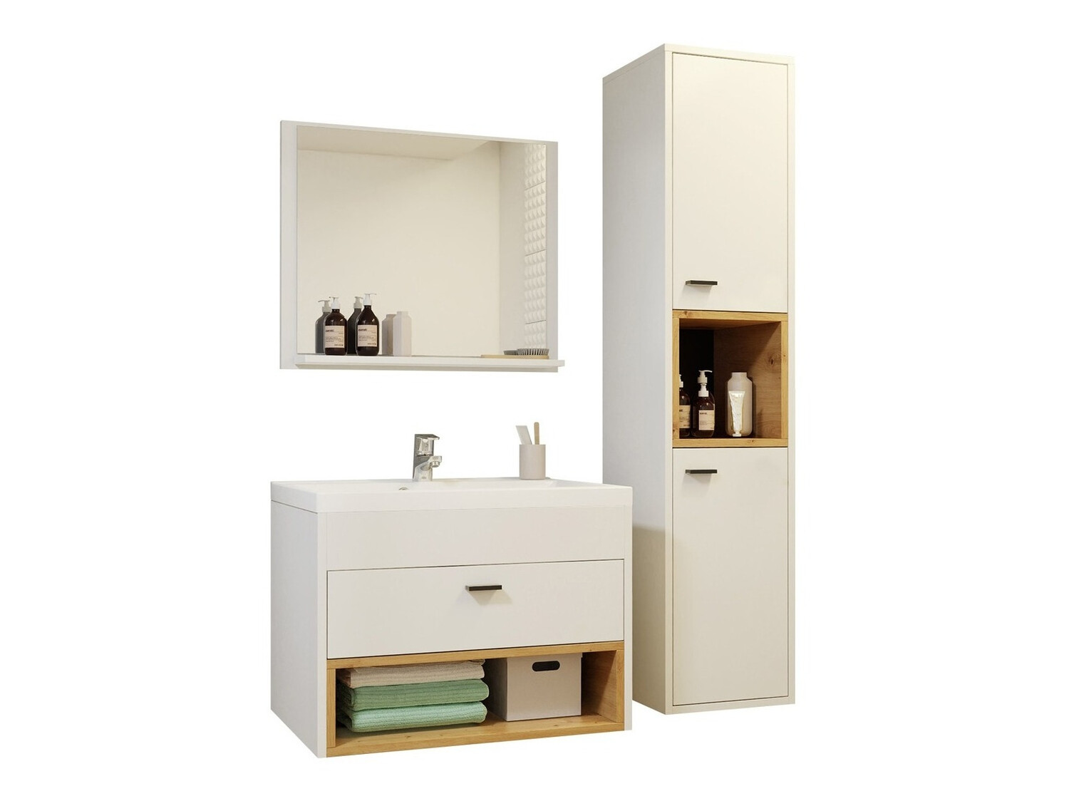 Bathroom set Velum I (White + Artisan oak)