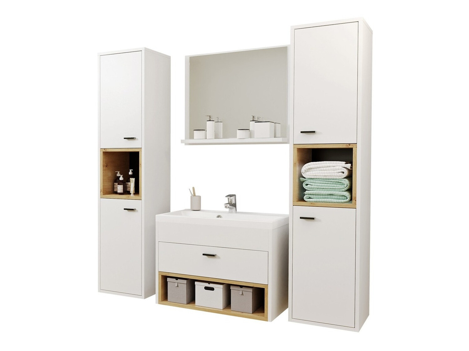 Bathroom set Velum II (White + Artisan oak)