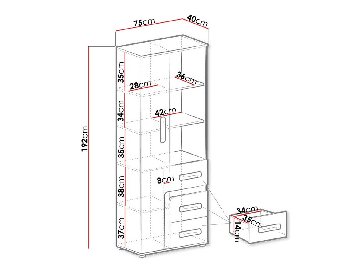Bookcase Aviseve 105 (Anthracite + White)