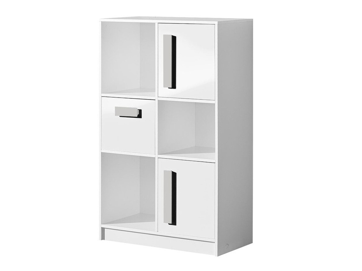 Bookcase Merevari 101 (White + Glossy white + Grey)
