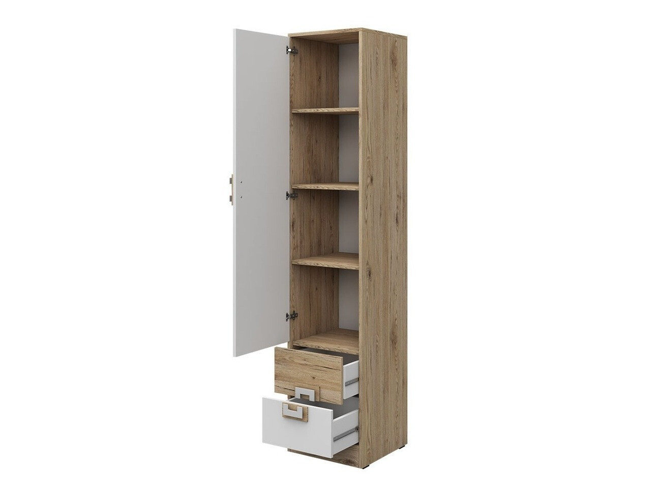Bookcase Tolfere 104 (Light oak + White + Turquoise)