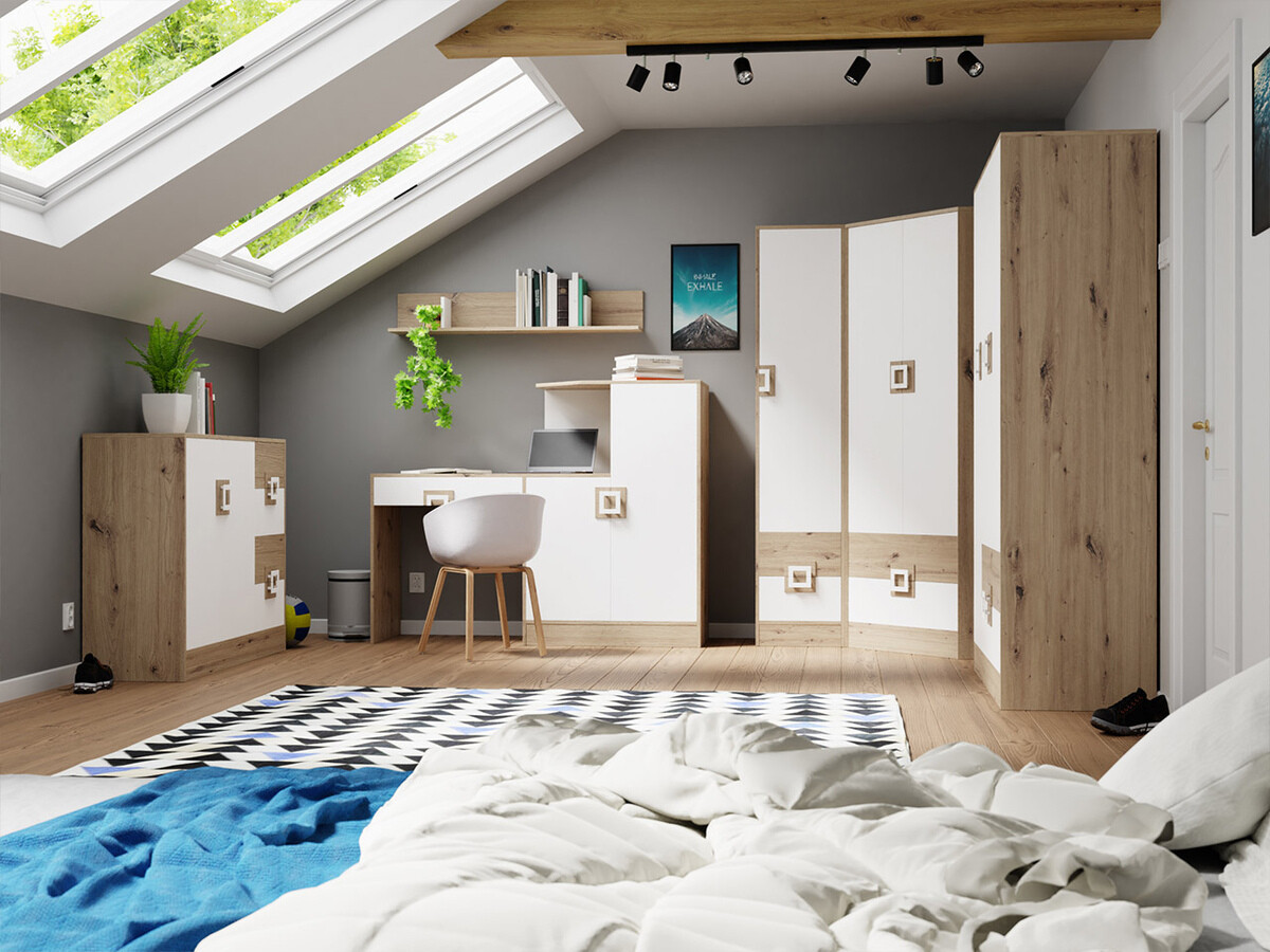 Bookcase Tolfere 104 (Light oak + White)