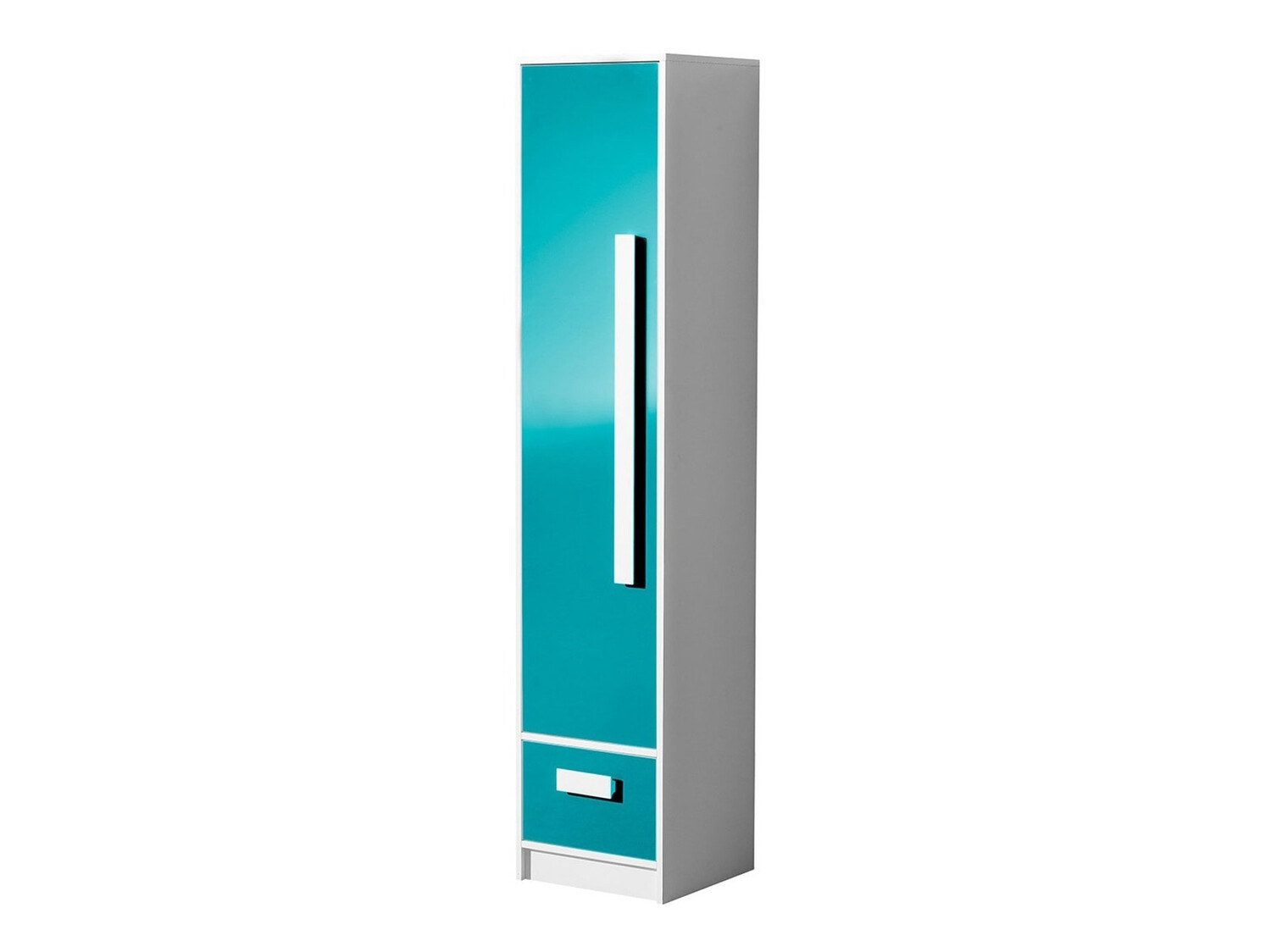 Bookcase Merevari 105 (White + Glossy Turquoise)