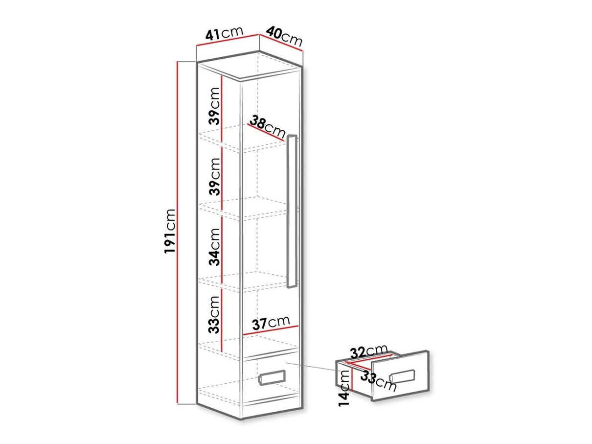 Bookcase Merevari 105 (White + Glossy Turquoise)