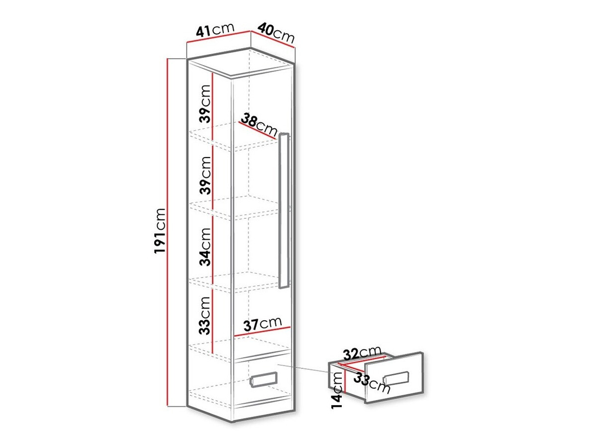 Bookcase Merevari 105 (White + Glossy white + Grey)