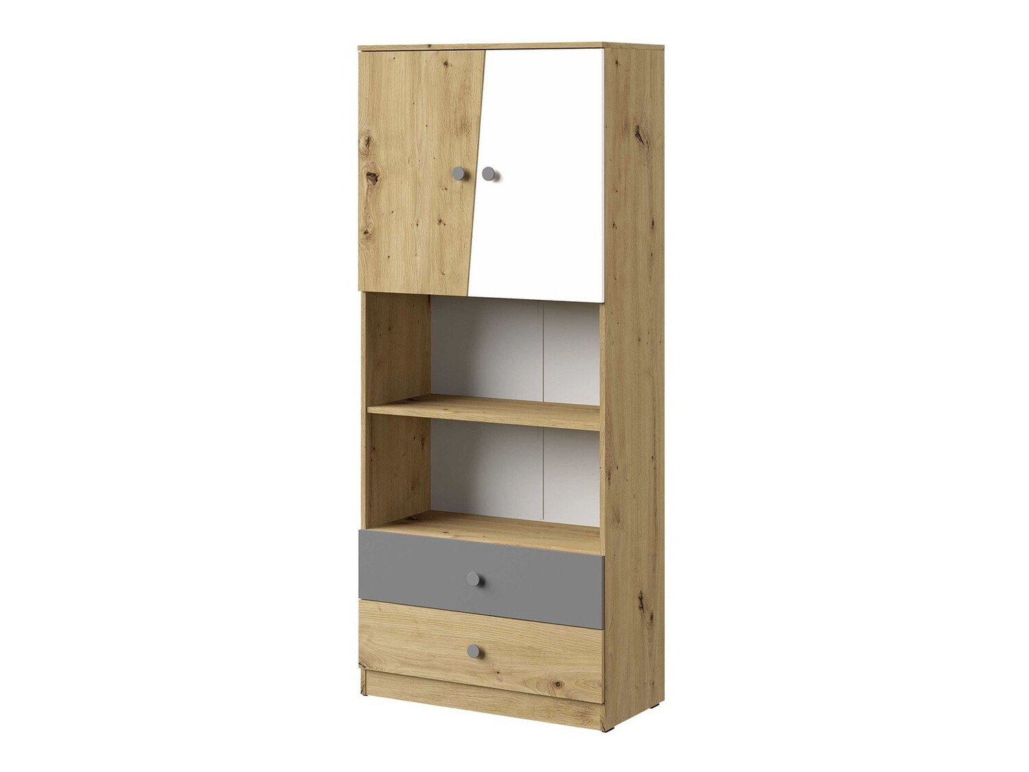 Bookcase Almira 103 (Artisan oak + White + Grey)