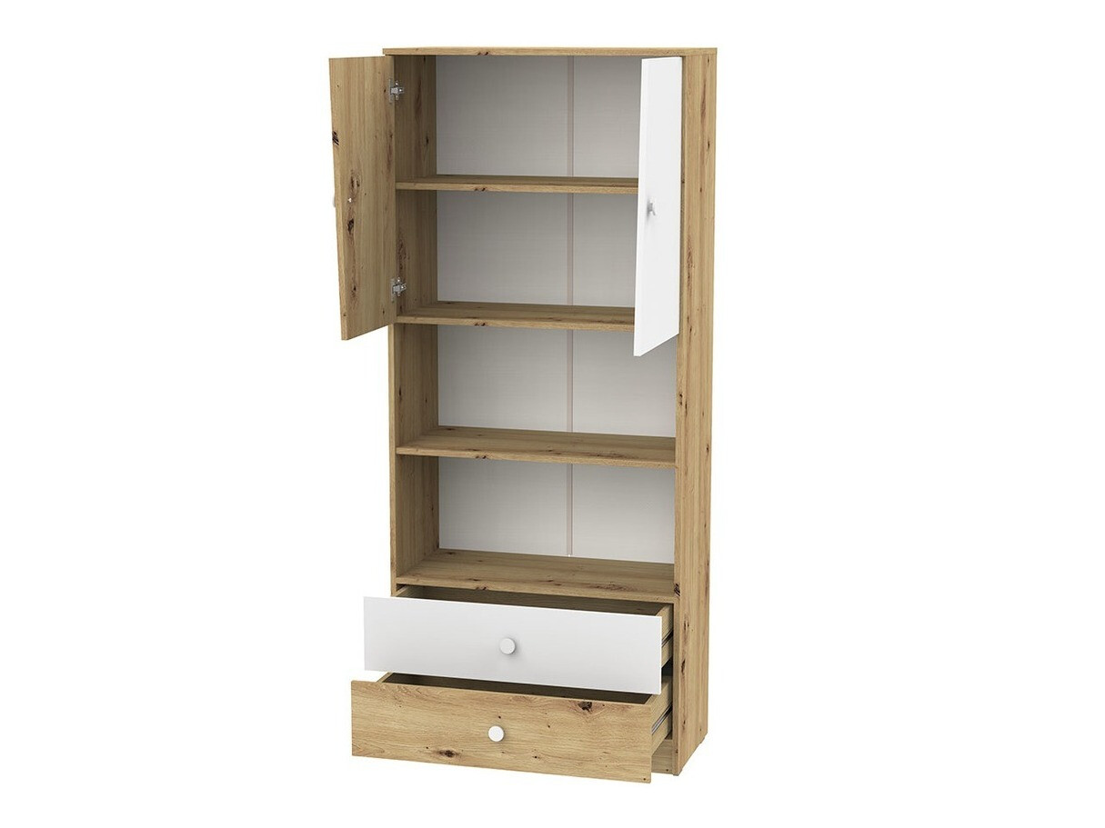 Bookcase Almira 103 (Artisan oak + White + Grey)
