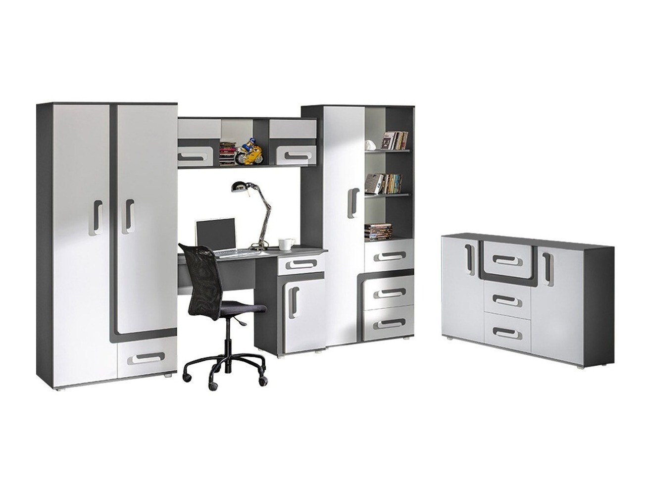 Children's room set Aviseve 107 (Anthracite + White)