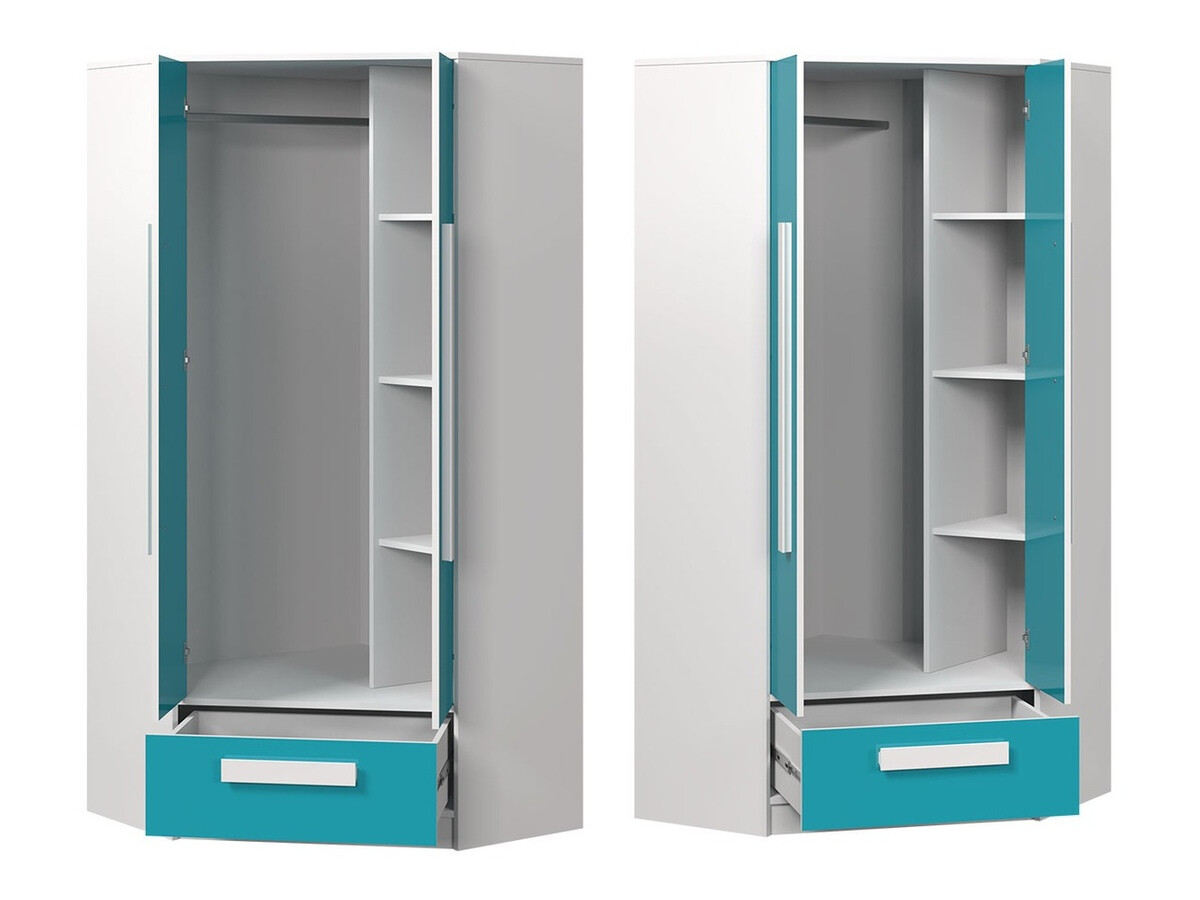 Children's room set Merevari 107 (White + Glossy Turquoise)