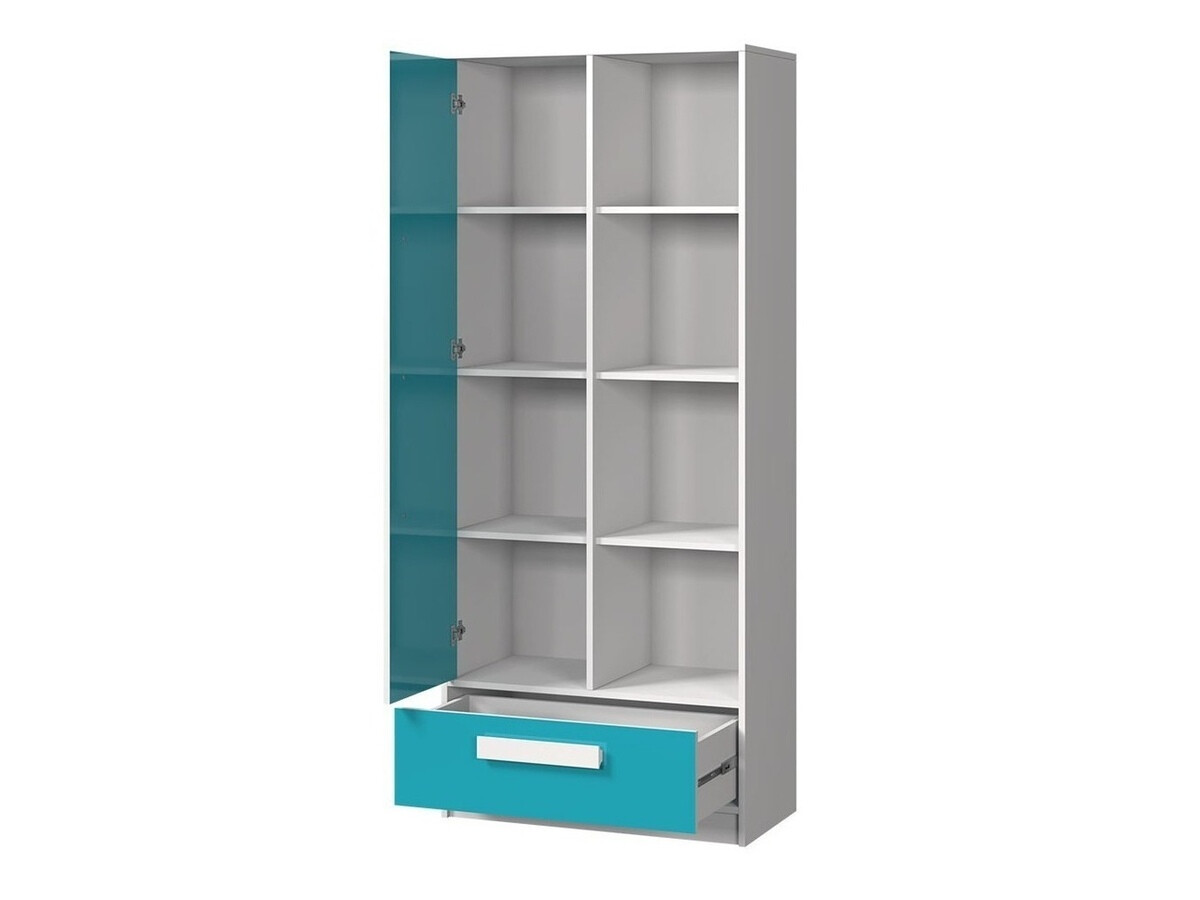 Children's room set Merevari 107 (White + Glossy Turquoise)