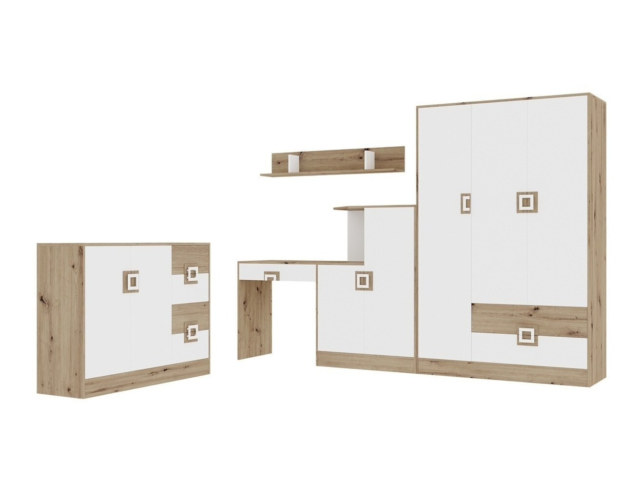 Furniture set Tolfere 107 (Light oak + White)