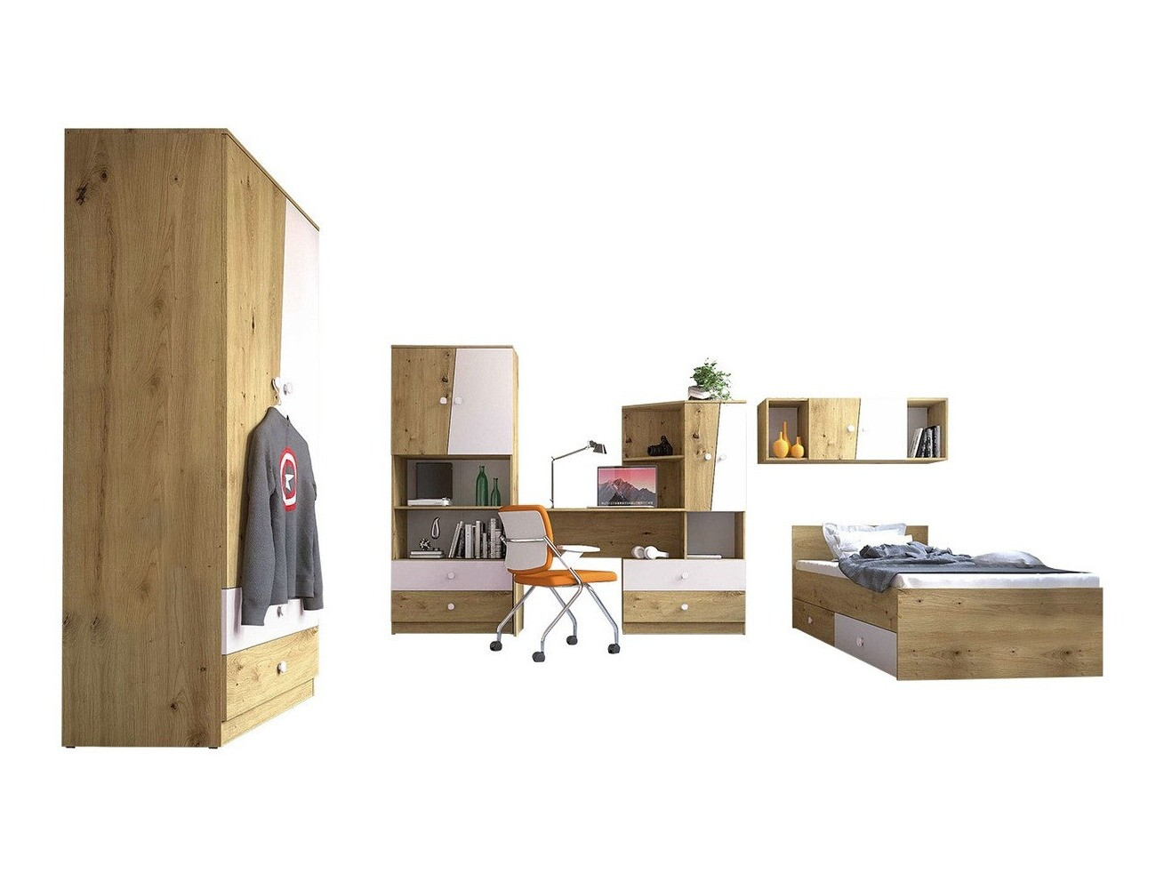Furniture set Almira 114 (Artisan oak + White)