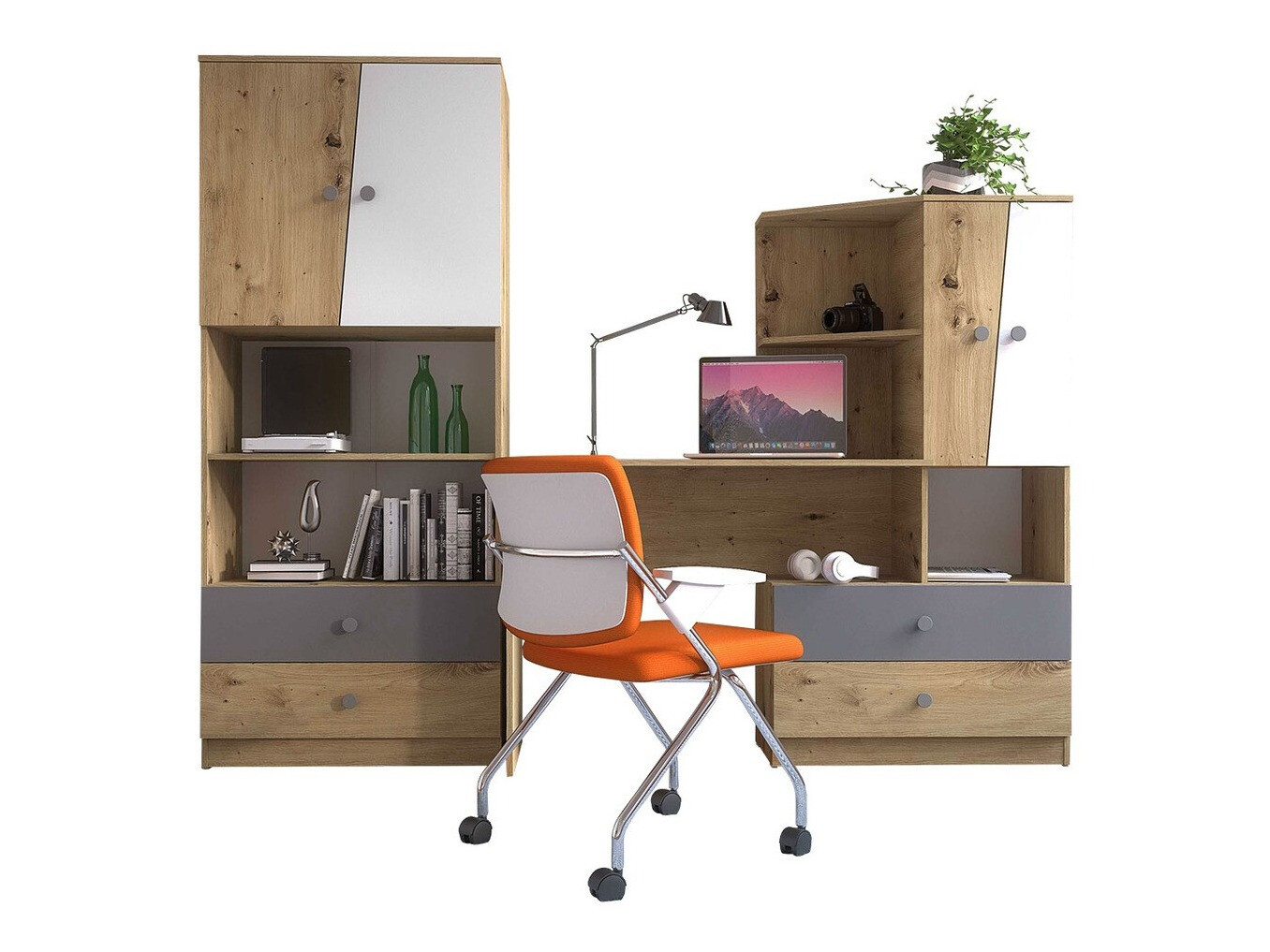 Furniture set Almira 115 (Artisan oak + White + Grey)