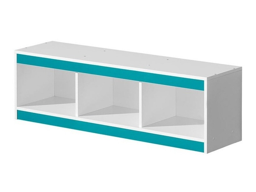 Wall shelf Merevari 106 (White + Glossy Turquoise)