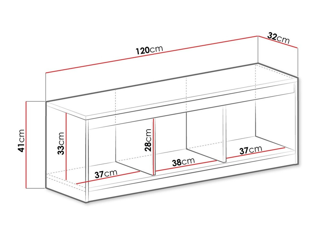 Wall shelf Merevari 106 (White + Glossy white)