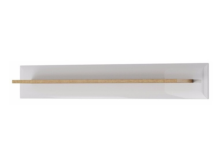 Wall shelf Bracchal (White + Glossy white + Riviera oak)