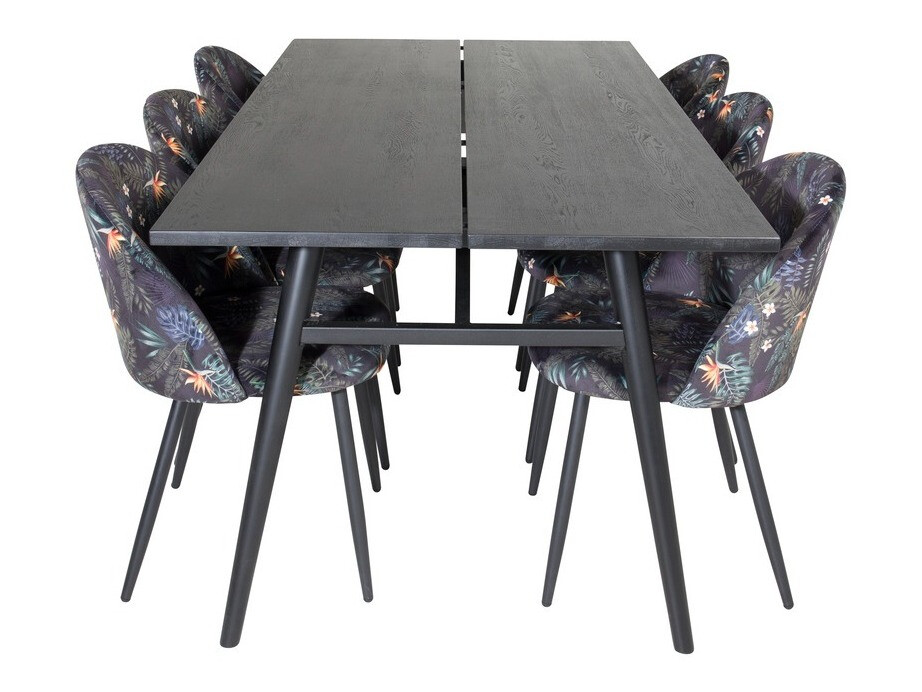 Dining set Dallas 1676 (Floral pattern + Black)