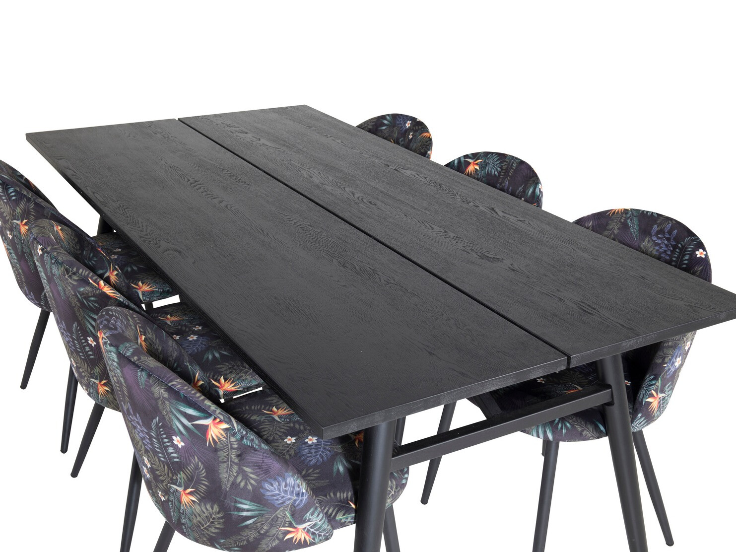 Dining set Dallas 1676 (Floral pattern + Black)