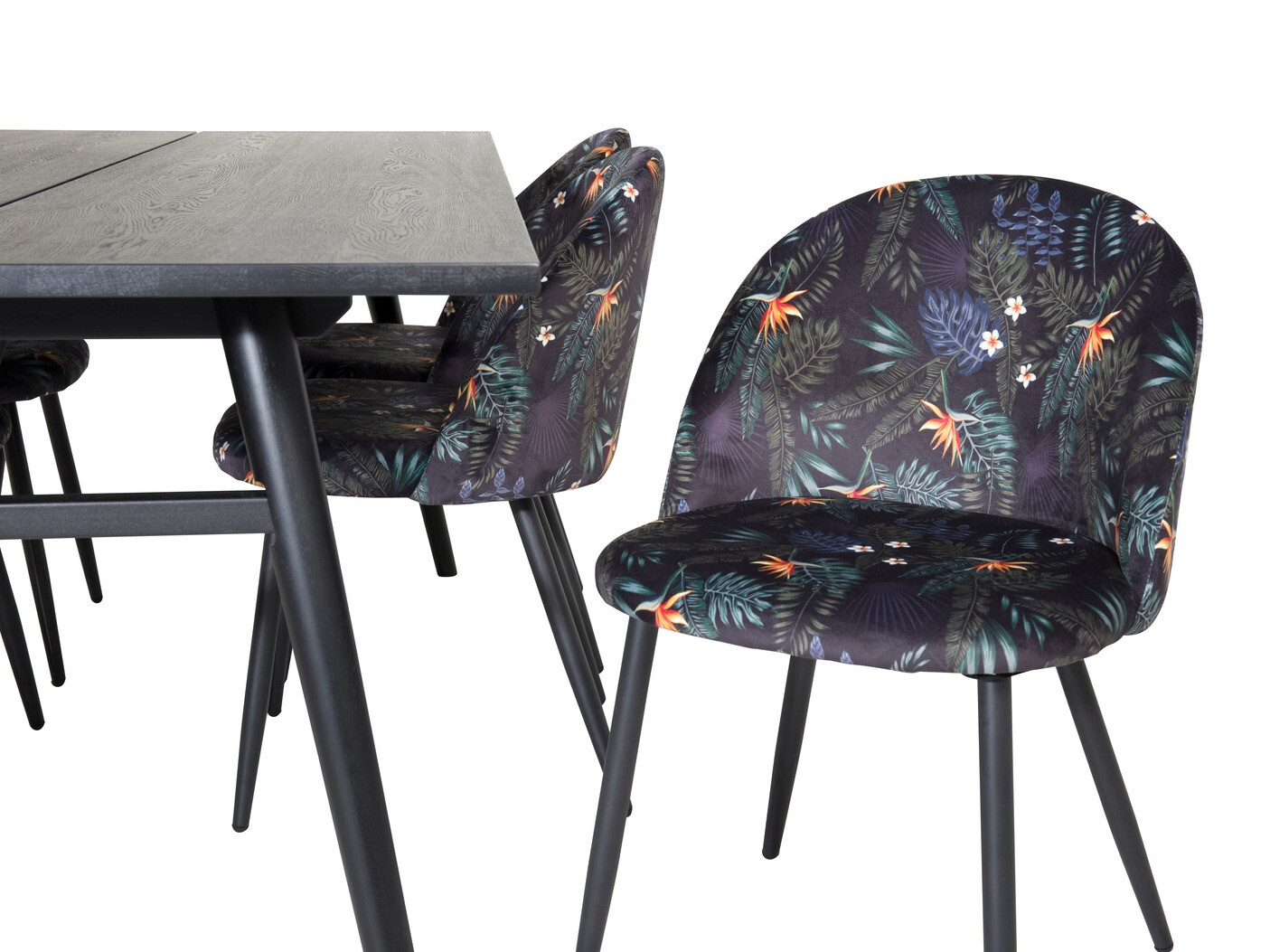 Dining set Dallas 1676 (Floral pattern + Black)