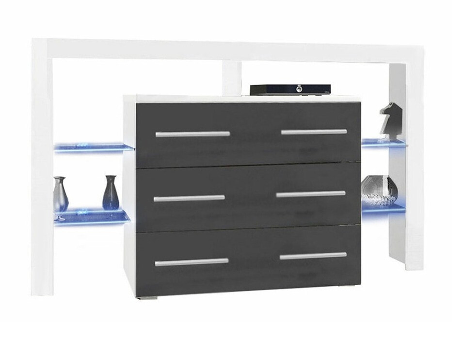 Chest of drawers Aestas I (White + Gloss grey)