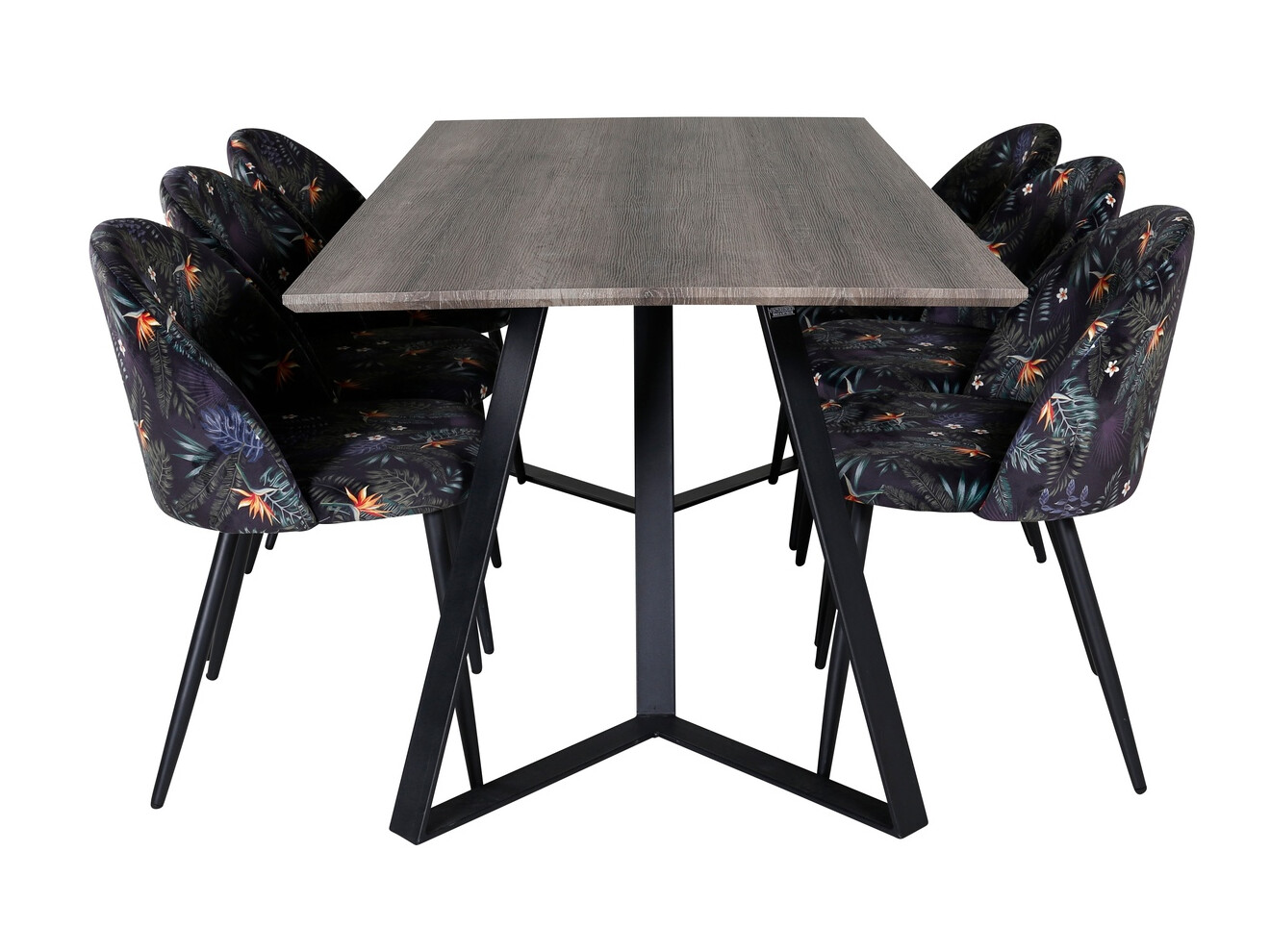 Dining set Dallas 340 (Floral pattern + Black)