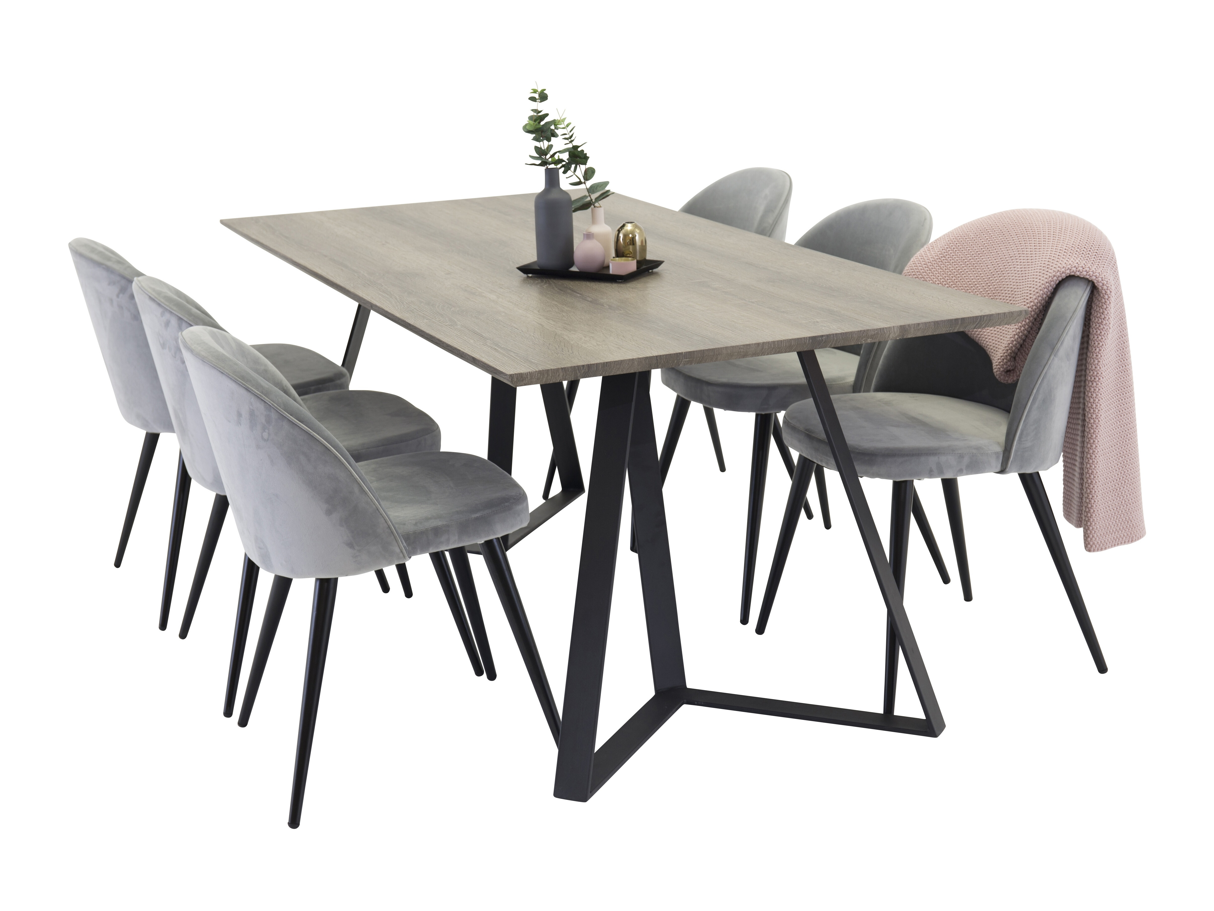 Dining set Dallas 340 (Grey + Black)
