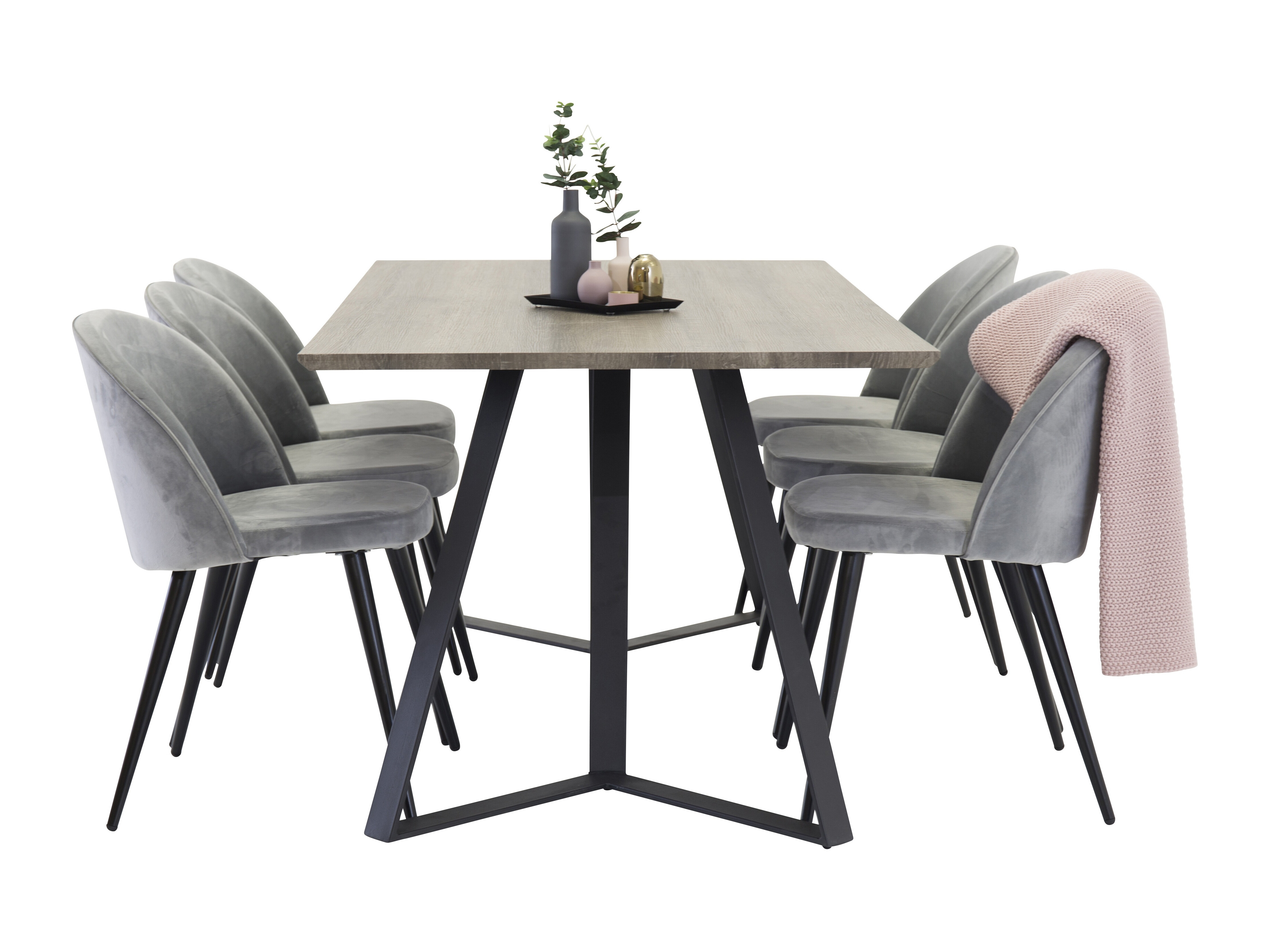 Dining set Dallas 340 (Grey + Black)