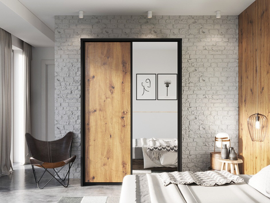 Wardrobe Fresno 122 (Artisan oak + Black)