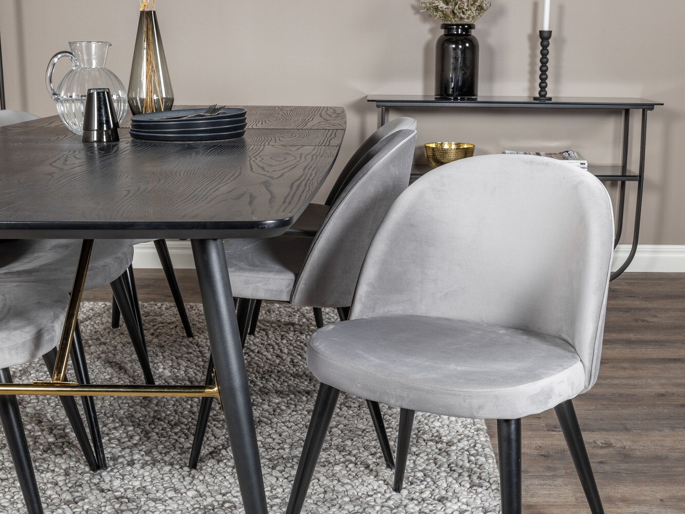 Dining set Dallas 1449 (Light grey + Black)