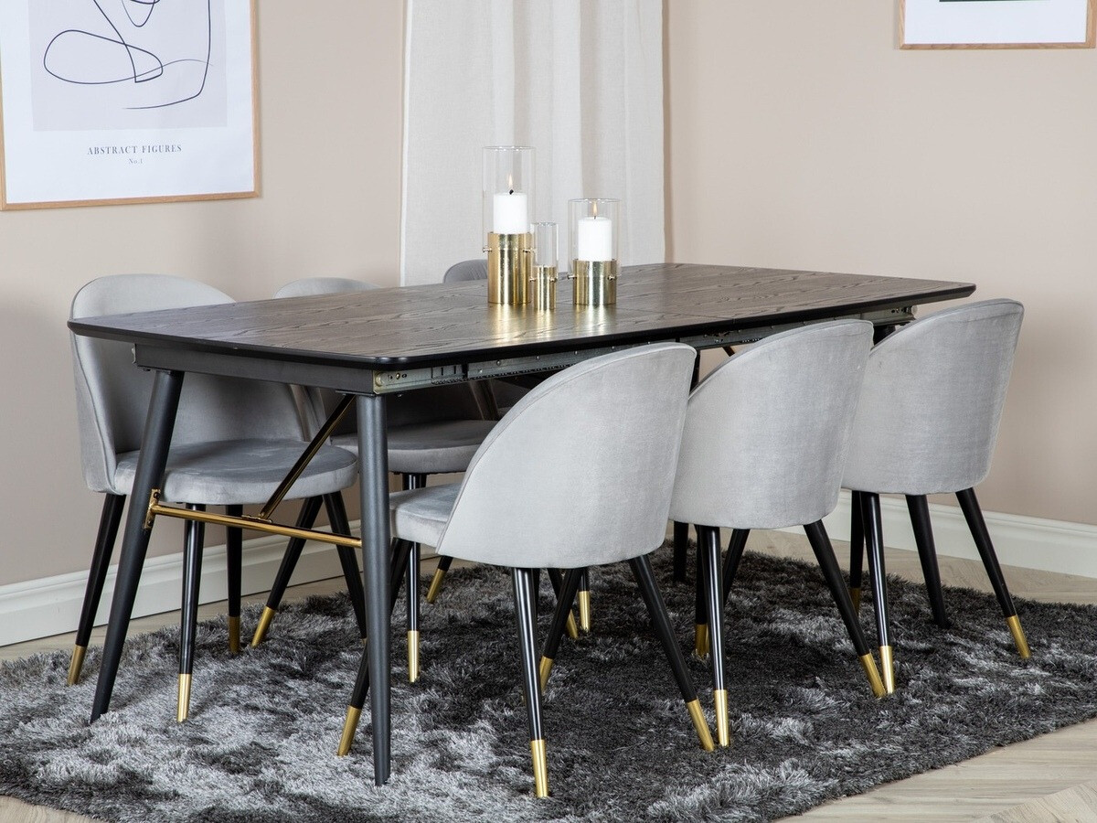 Dining set Dallas 1451 (Light grey + Black)