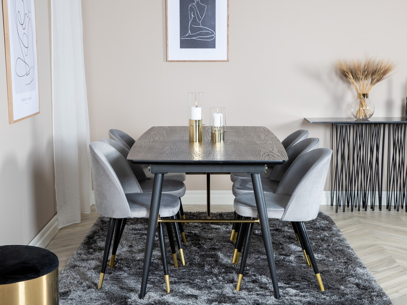 Dining set Dallas 1451 (Light grey + Black)