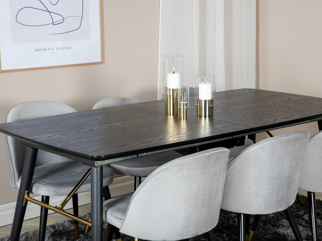 Dining set Dallas 1451 (Light grey + Black)