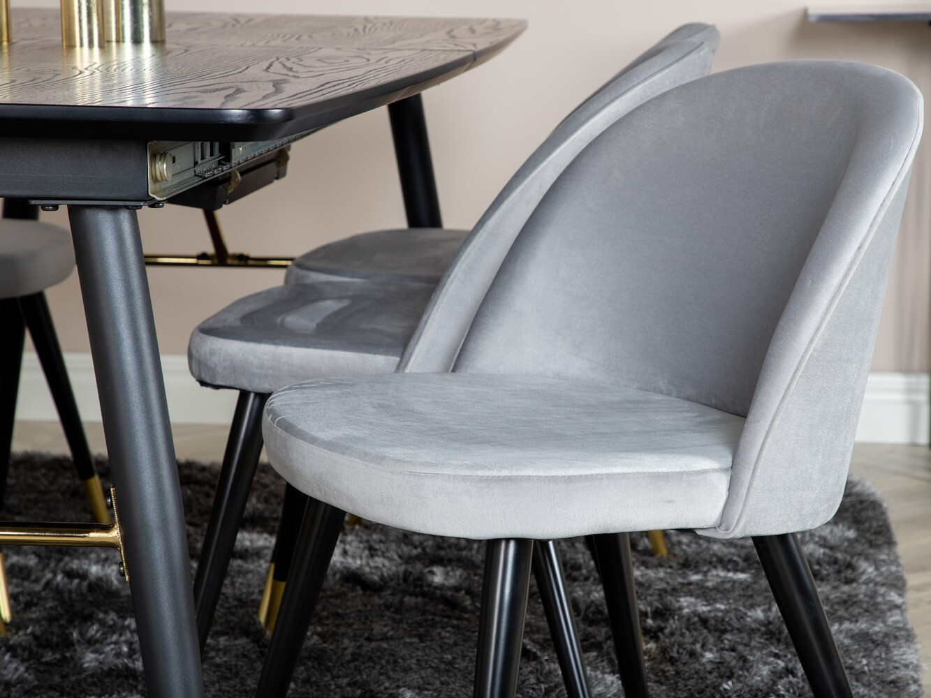 Dining set Dallas 1451 (Light grey + Black)