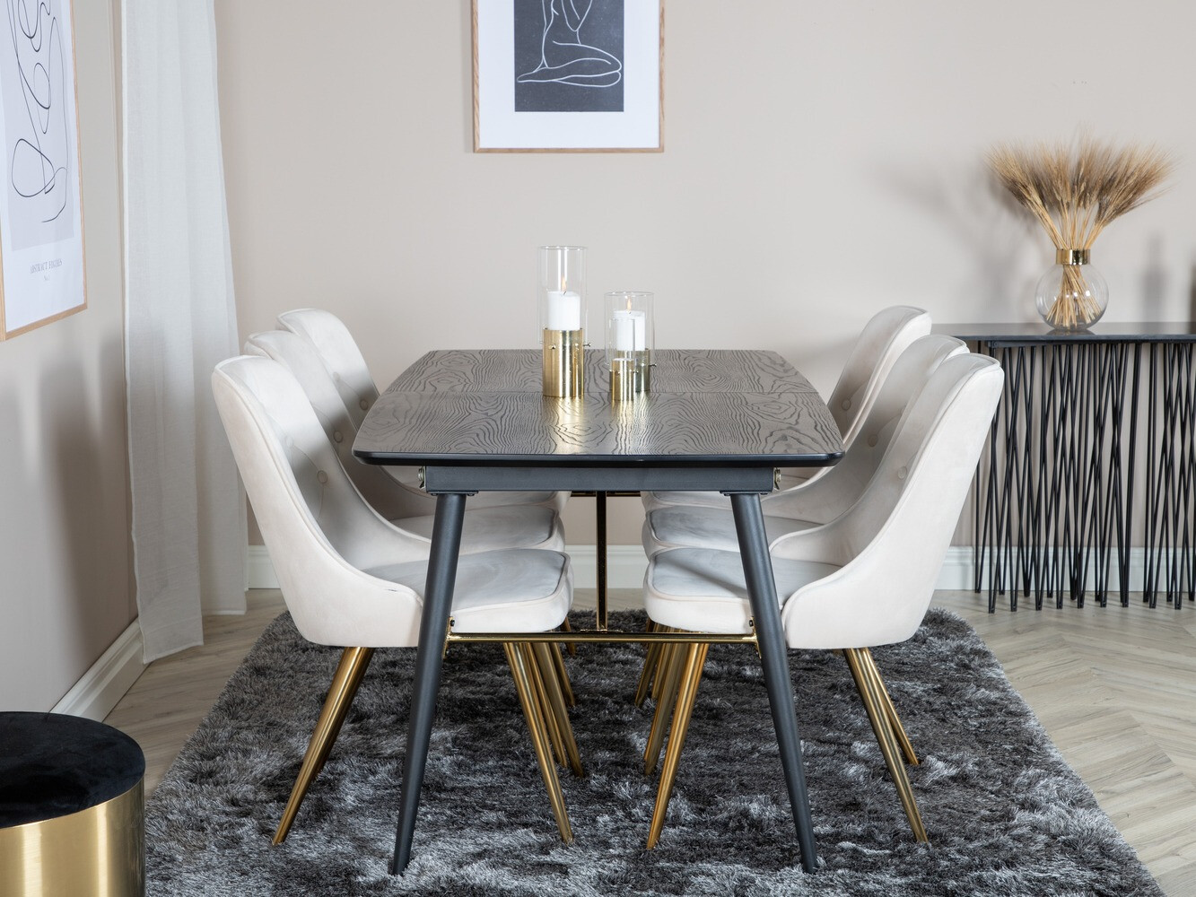 Dining set Dallas 1453 (Beige + golden)